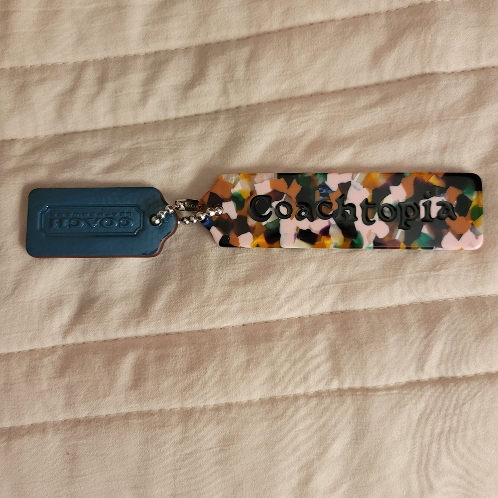 Coach Teal Patent Leather Shoulder Bag with Floral Chain Strap - Picture 4 of 5